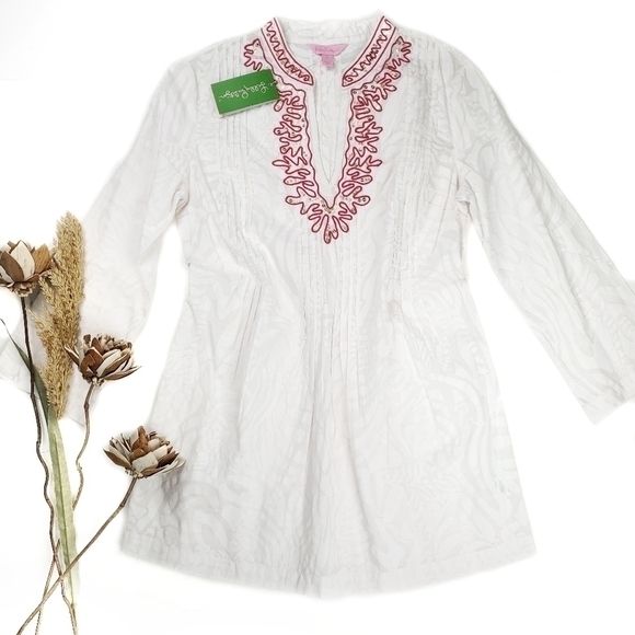 New Lilly Pulitzer White Pink Sarasota Tunic Size S - Picture 2 of 15